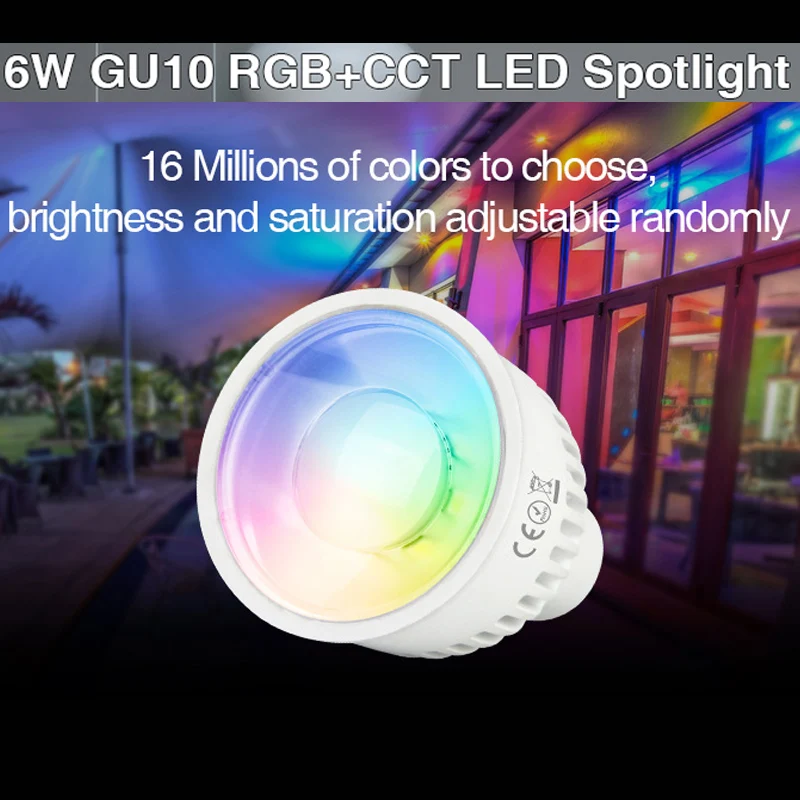 Новый 6W GU10 RGB + CCT Крытый умный Светодиодный прожектор AC100 ~ 240V Цветовая температура