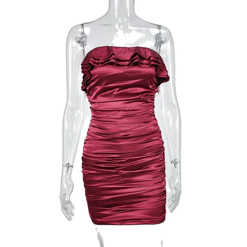 

2021 Spring Women's New Fashion Ruffled Off-shoulder Collar And Hip Skirt Dress