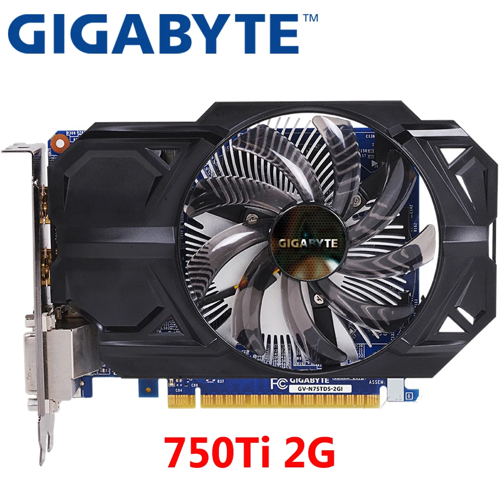 Оригинальная Видеокарта GIGABYTE GTX 750Ti 2 Гб 128Bit GDDR5 видеокарты для nVIDIA Geforce 750 Ti 2G Hdmi Dvi