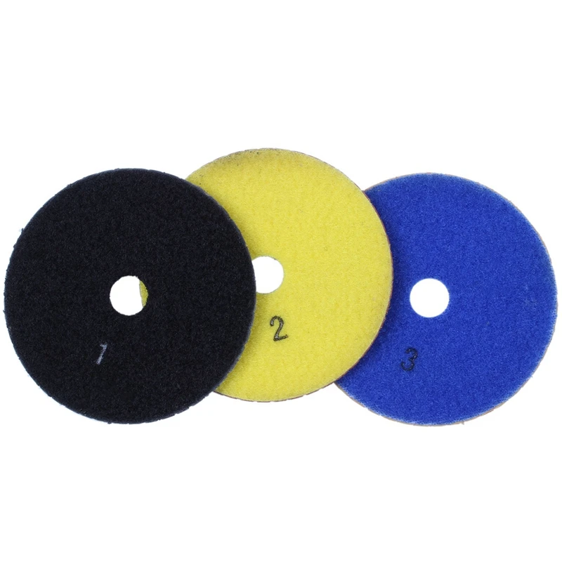 

3 Pieces 100Mm Diamond Flexible Wet & Dry Polishing Pads 3 Step Floor Polish For Stone Marble Tile