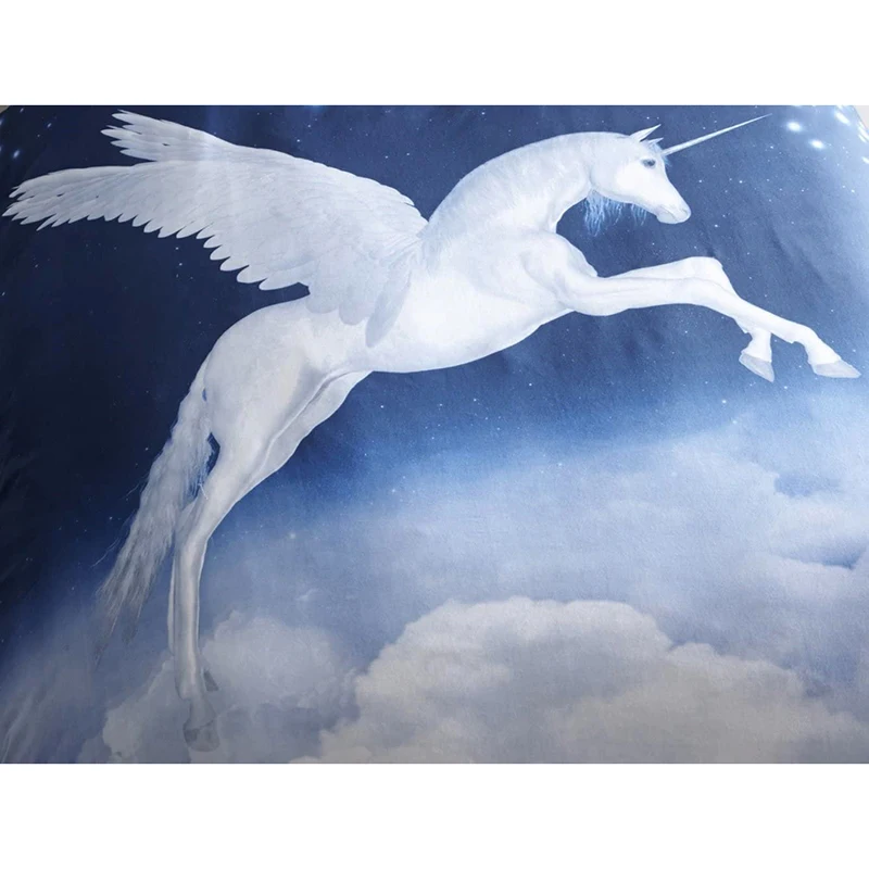 

oentyo 3D Printed Magic Unicorn Single/Double Duvet Cover Set For Kids 150x200 and 2 Pillowcase Bedding Set Microfiber