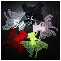 6pcslot large organza embroidery patches goldfish fish for fashion clothing decoration accessories applique