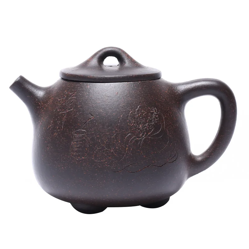 

Yixing purple clay pot tea zen high stone ladle black gold sand handmade teapot tea set gift goods