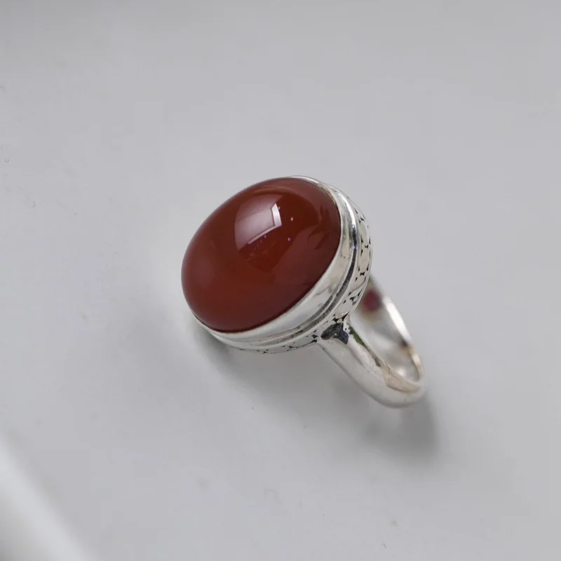 

FNJ натуральный красное агатное кольцо 925 серебро 100% оригинальный чистый S925 Стерлинговое Серебряные кольца для Для женщин ювелирные изделия