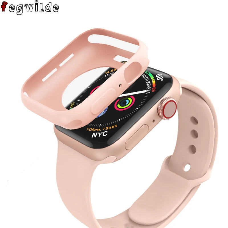 Чехол для Apple Watch Band 44 мм 40 силиконовый защитный чехол iWatch 42 38 watch Series 5 6 4 se 3 2