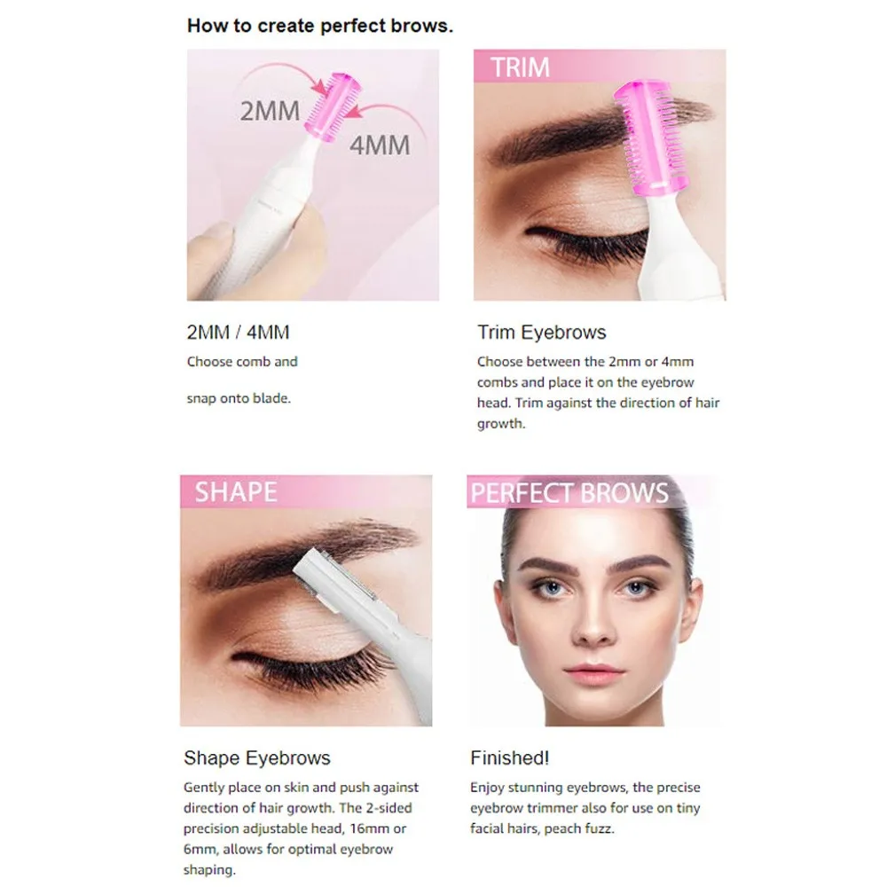 

A Mini 4 in 1 Multifunction Electric Epilator Eyebrow Shaver Pain Free Portable Private Hair Removal Shaver with USB Recharge