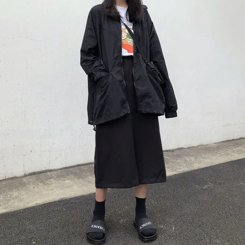 

Women Fall Fashion College Style Jackets 2021 Korean Loose Letter Printed Patchwork Work Clothes Long Sleeve Casual Jacket Coats