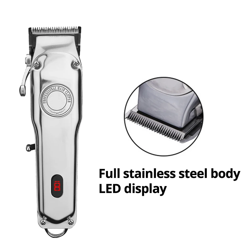 Перезаряжаемая машинка для стрижки волос из нержавеющей стали беспроводной
