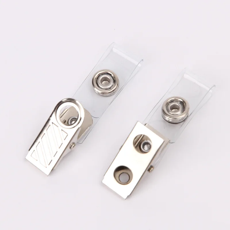 

10pcs Metal Rib Face Snap Strap Badge Clip for Employee Tag Pass Credential ID Card Nurse Holder Case Clamp Transparent Lanyard