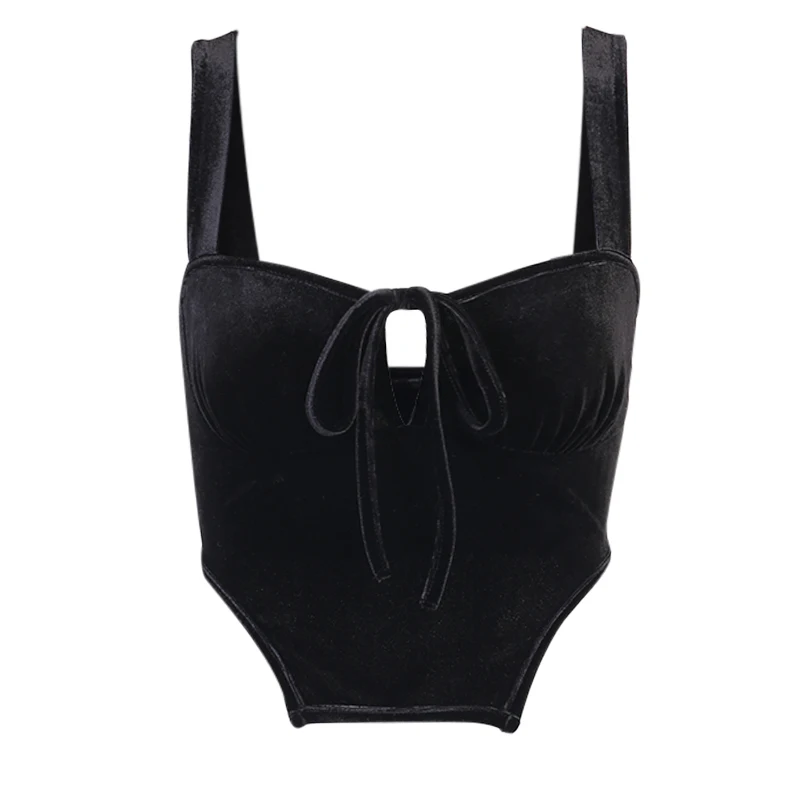 

InsDoit Gothic Sleeveless Sexy Camis Corset Bandage Hollow Out Streetwear Camisole Women Backless Elegant Asymmetric Crop Tops