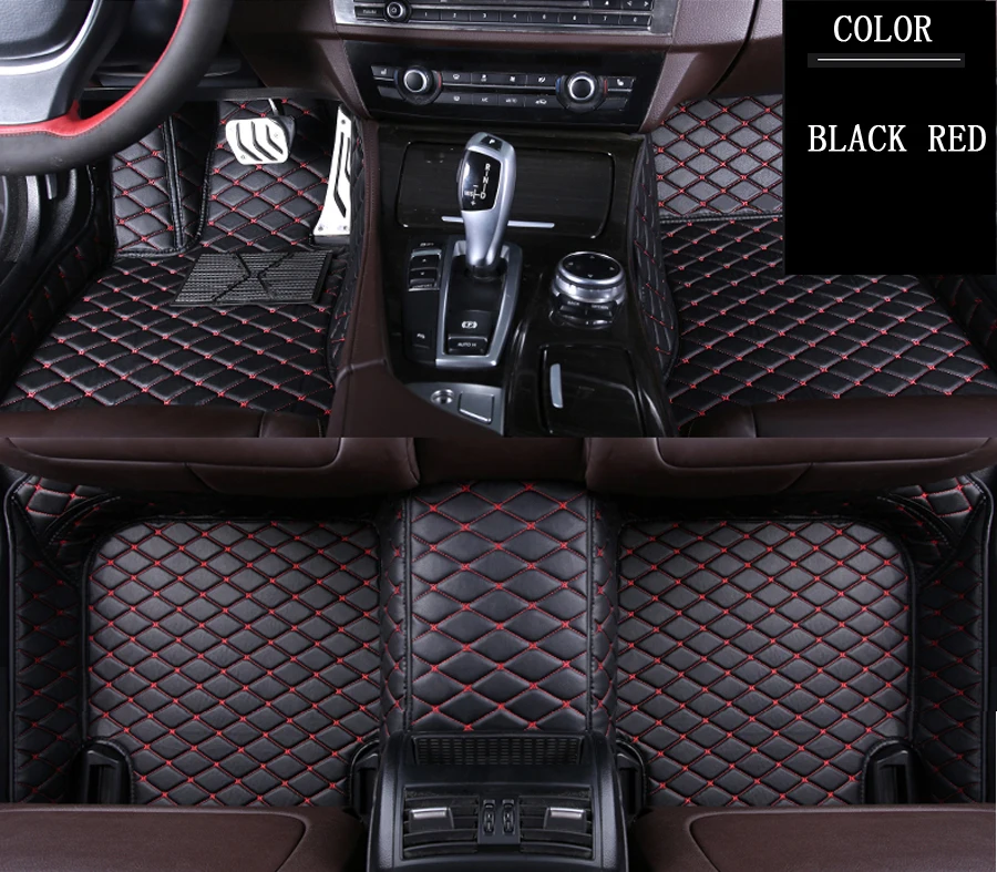 Black with red Автомобильный напольный коврик для VOLKSWAGEN vw passat b5 touran 2005 polo sedan golf 6 sharan водонепроницаемый для левого привода - Название цвета: Black with red