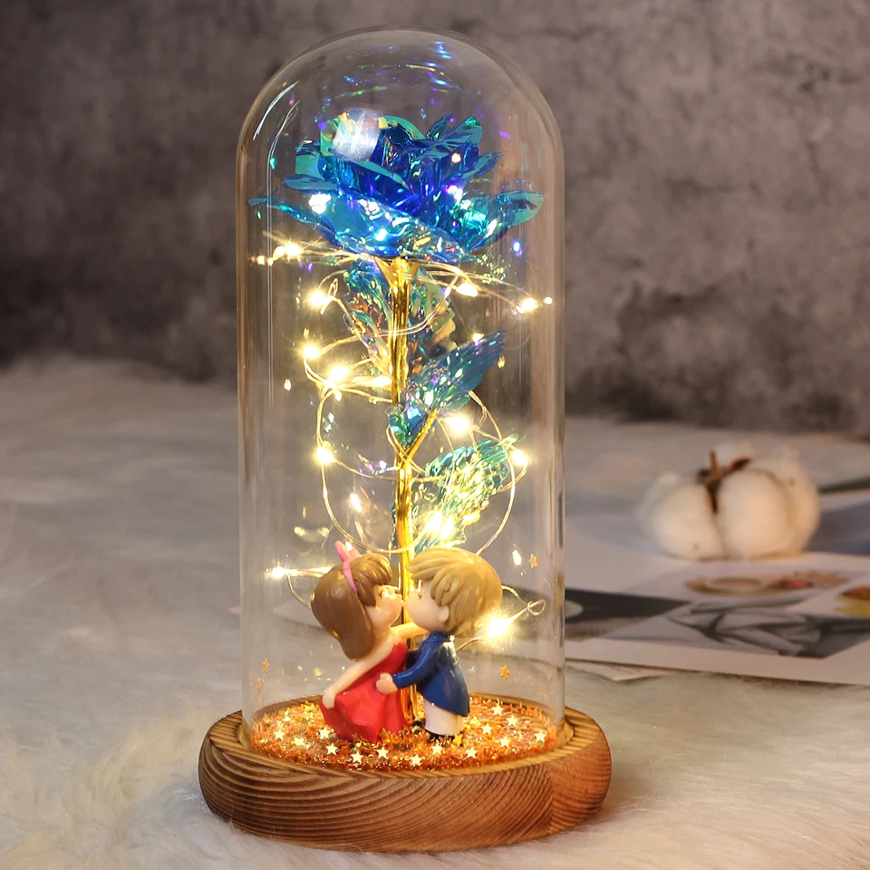 Красавица и чудовище роза цветок с мишкой Тедди в стеклянном куполе украшение