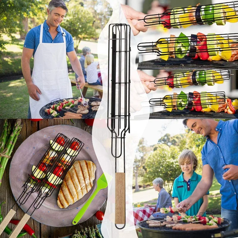 

BBQ Grilling Basket Grilling Skewers Kabob Grilling Basket Tools Mesh Kitchen Outdoor Barbecue Tools