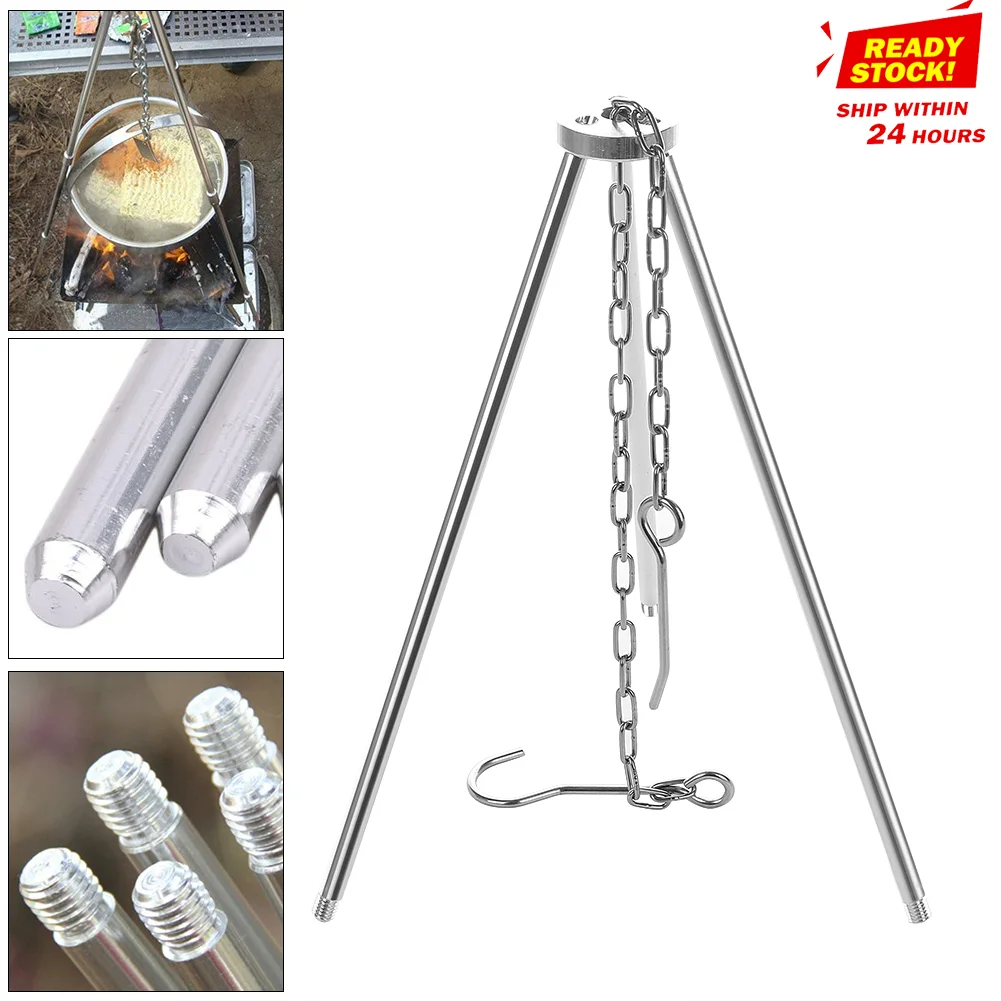

Portable Outdoor Camping Picnic Cooking Tripod Hanging Pot Durable Campfire Picnic Pot Fire Grill Hanging Tripod Picnic tool