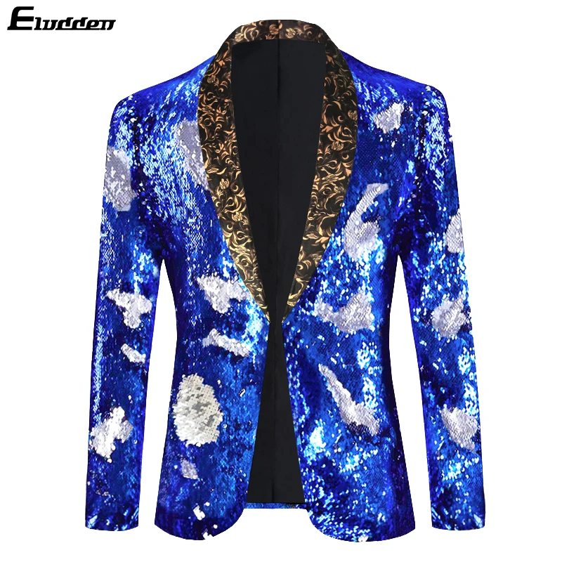 Блестящий красный костюм-смокинг с воротником-шалью и блестками мужской блейзер