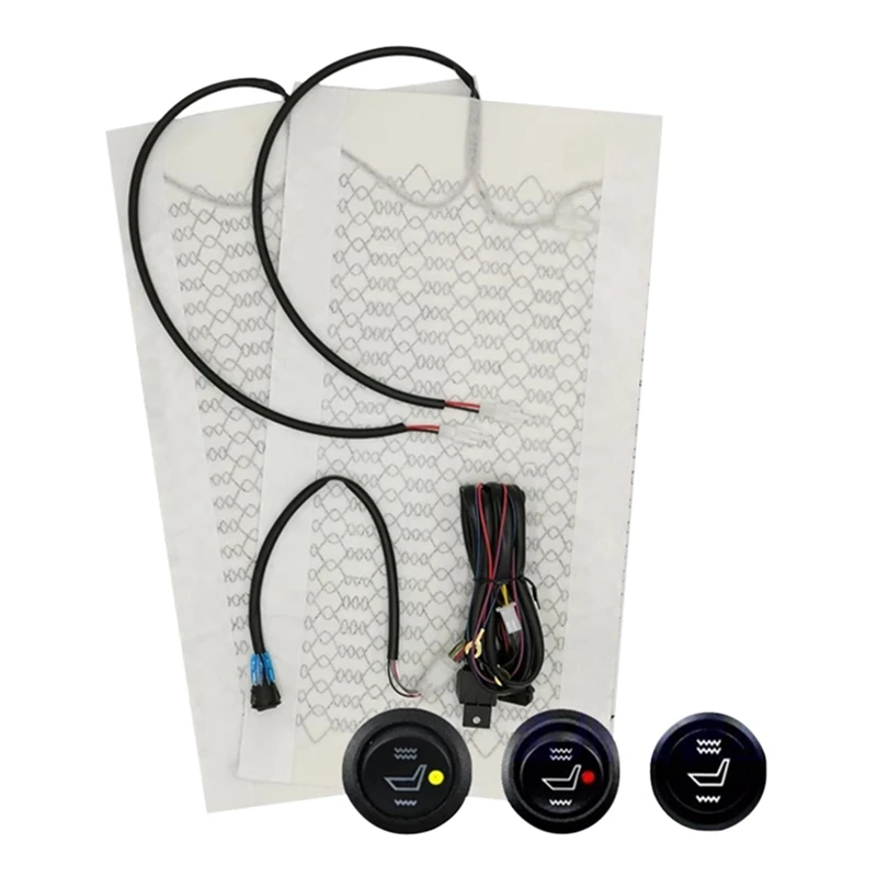 

12V Carbon Fiber Universal Car Seat Heater Car Seat Heating Pad Winter Warm Seat Cover with Round Switch 525X280MM
