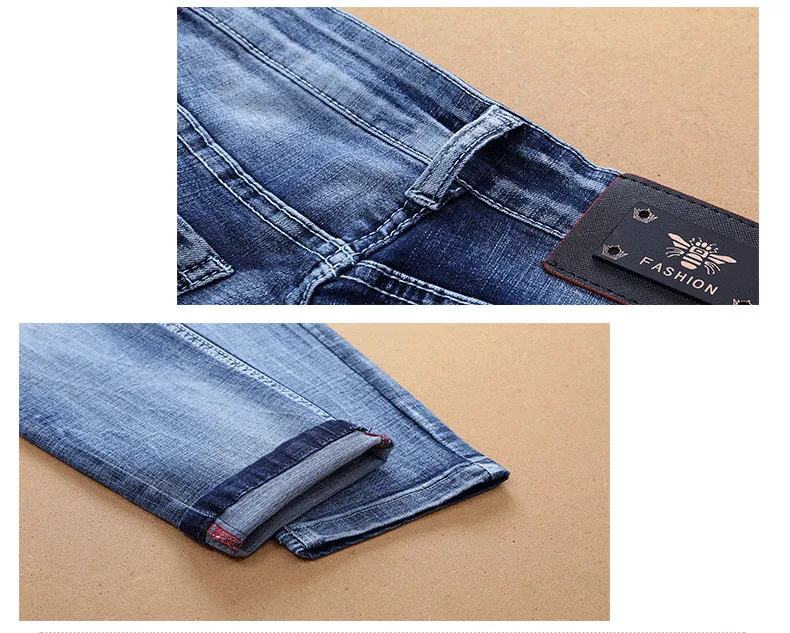 

European American Style Denim famous straight skull pattern zipper slim brand blue jeans Pencil Pants for men