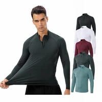 quality autumn men polo shirt casual fashion male top tees long sleeve collar shirt mens zippers running fitness shirt homme