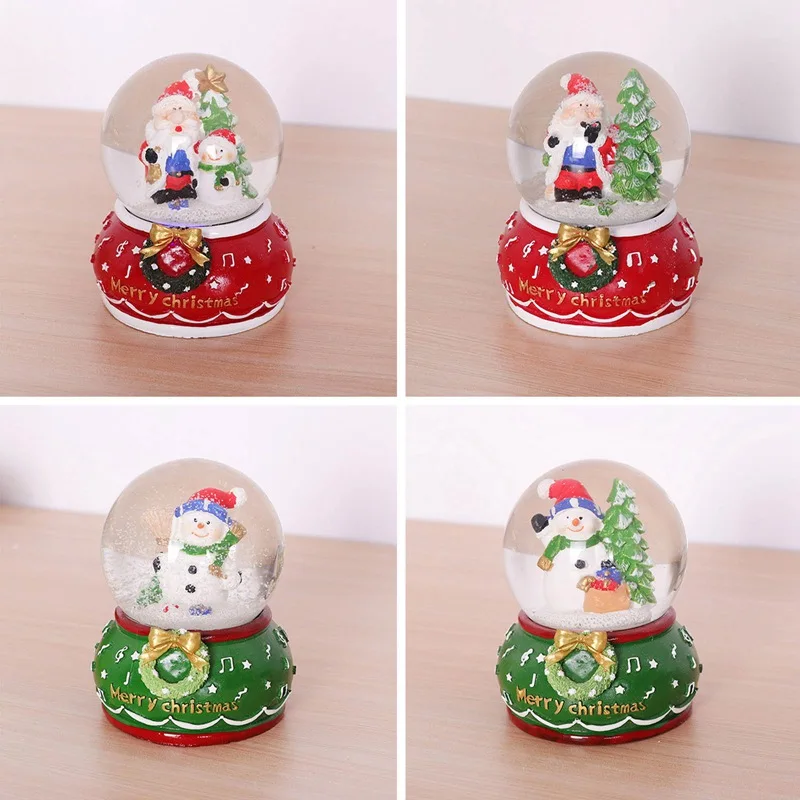 

2020 New Luminous Crystal Ball Christmas Snowman Santa Claus Resin Ball Christmas Party Home Decoration Kids Xms Gift