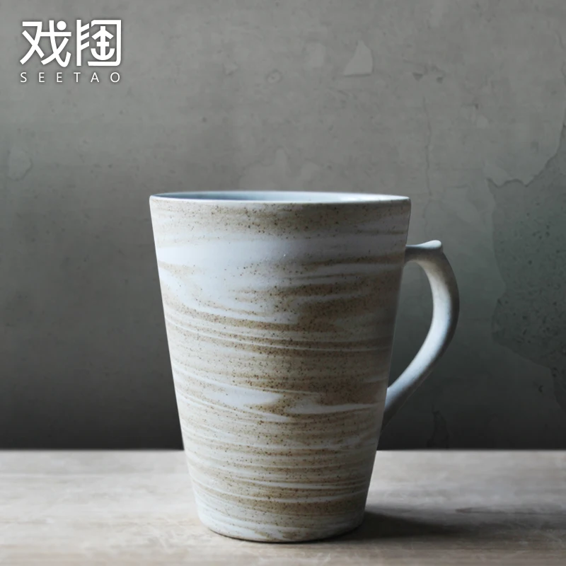 Japanese Style Simple Mug Couple with Lid Cup Coffee Stoneware Personalized Have A Nice Day MK666 | Дом и сад