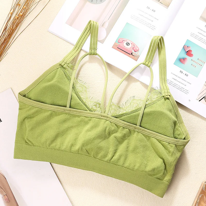 

New Style Seamless Camisole Eyelash Lace Beauty Back Wrap-around GIRL'S Underwear Scholar Sports Bra Vest Tube Top Tops Women's