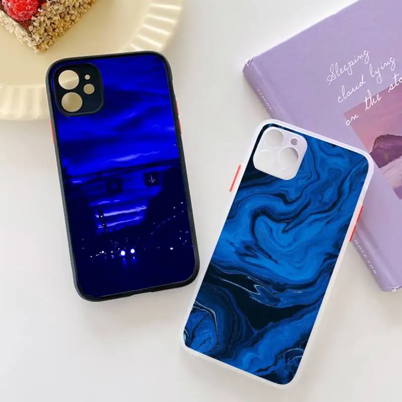 

Blue aesthetic landscape Phone Case for iPhone 13 12 XS 11 pro max mini se2020 7 8 plus X XR matte transparent shell funda