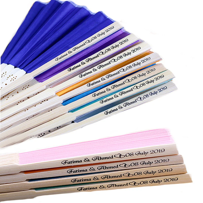 100 шт. роскошный Шелковый Ручной Веер в элегантной подарочной коробке с лазерной