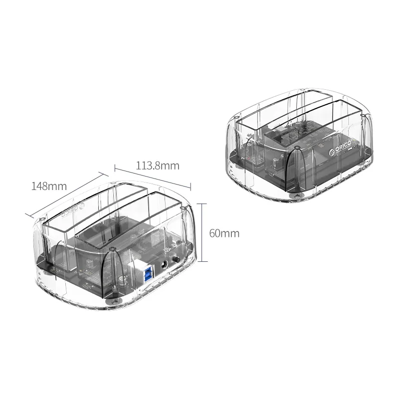 ORICO 6239U3 2 5/3 5 дюймов отсека прозрачный корпус жесткого диска USB3.0 Suppot UASP 24 ТБ HDD