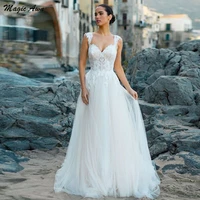 magic awn charming beach wedding dresses lace appliques illusion princess boho a line backless mariage gowns abito da sposa