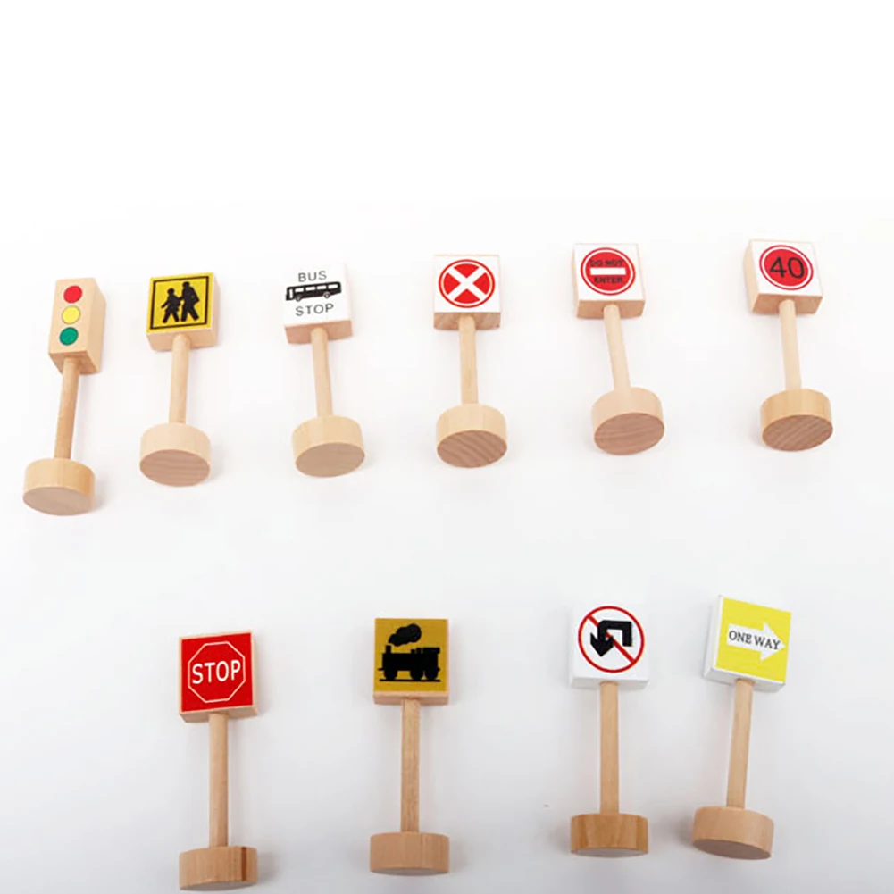 10 шт. детский деревянный дорожный знак|Блочные конструкторы| |
