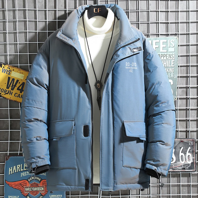 

2020 New Bright Leather Winter Men Jacket Casual Parka Outwear Waterproof Thicken Warm Stand Collar Outwear Coat 5XL 7XL 9XL