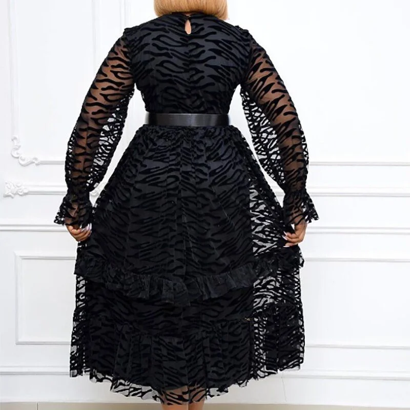 Бархатные африканские платья для женщин Дашики сетчатый халат с оборками на