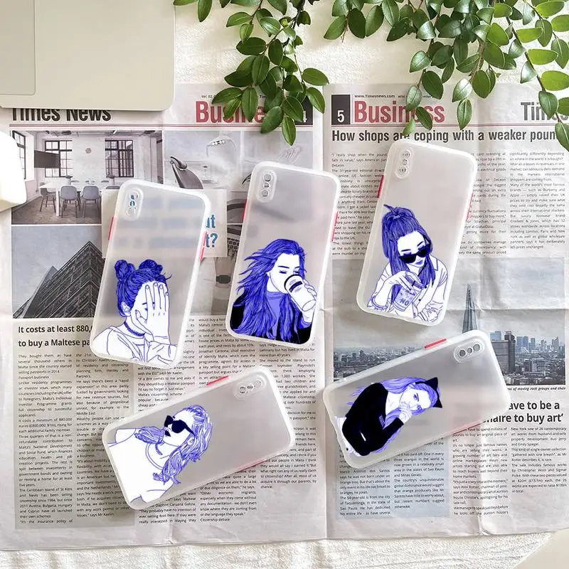 

Fashion Beautiful Girl Phone Case Matte Fundas Shell Cover For Iphone 6s 7 8 Plus Xr X Xs 11 12 13 Mini Pro Max
