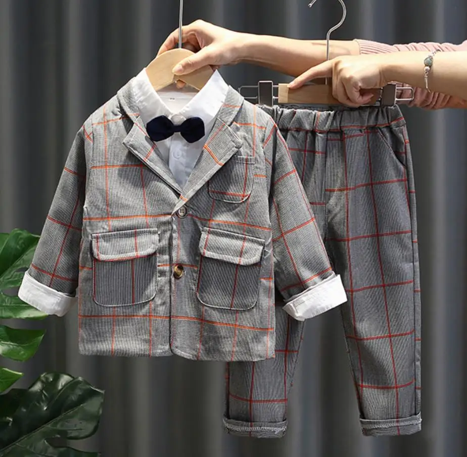 

Весенне-осенние детские костюмы для маленьких мальчиков, детские штаны для выступления пианино, комплект одежды, детские красивые британск...