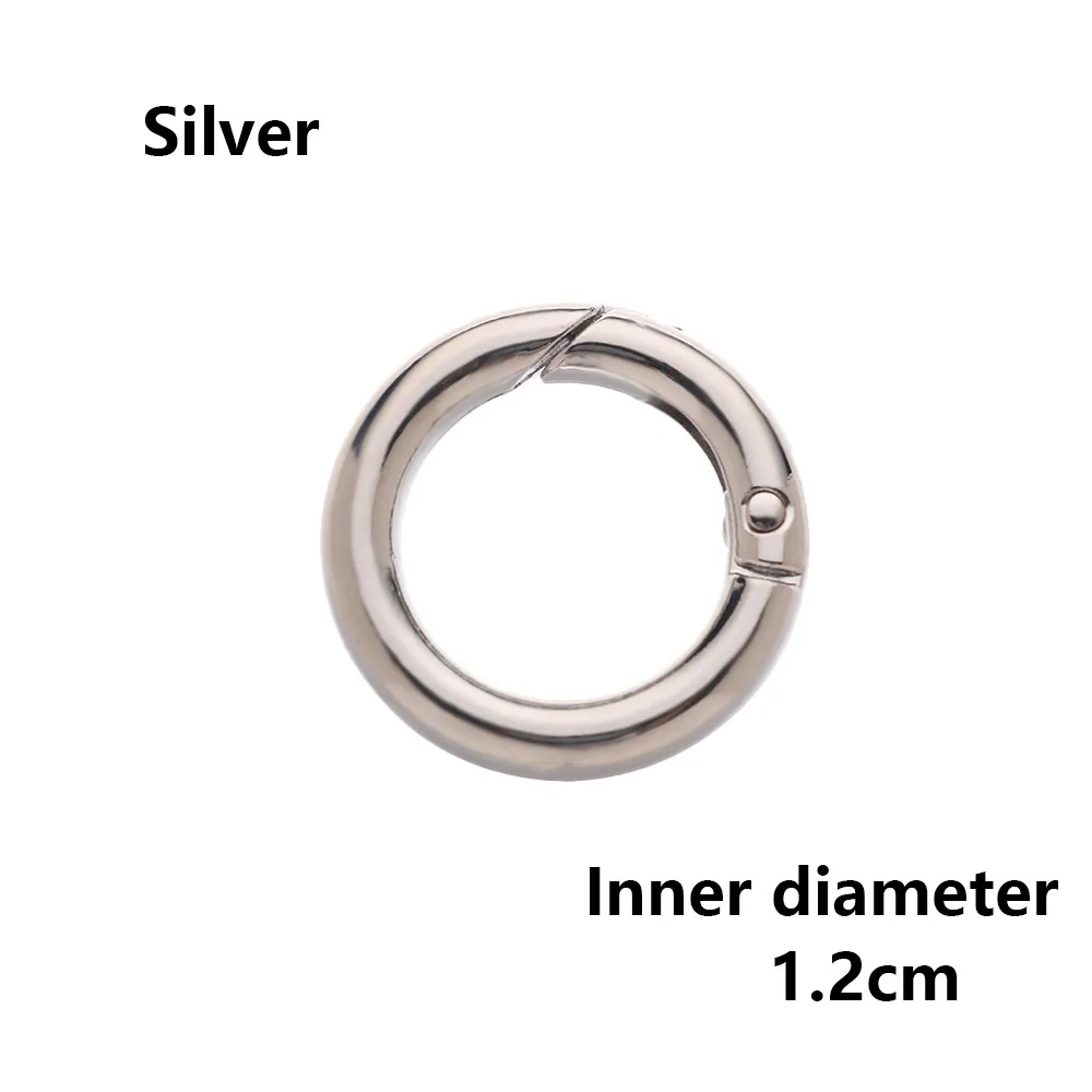 silver 1.2cm 2 шт., оцинкованный сплав, пружина для ворот, уплотнительное кольцо, пряжки-зажимы, карабин, кошельки, сумки, Круглый пусковой крючок, карабин - Цвет: silver 1.2cm