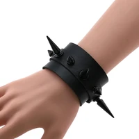 rivets bracelet black pu leather wristband cuff goth gothic punk armbands fashion bracelets women men metal cosplay wrist