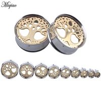 miqiao 2pcs fashion high grade stainless steel peace tree ear expander 8mm 25mm life tree ear expander