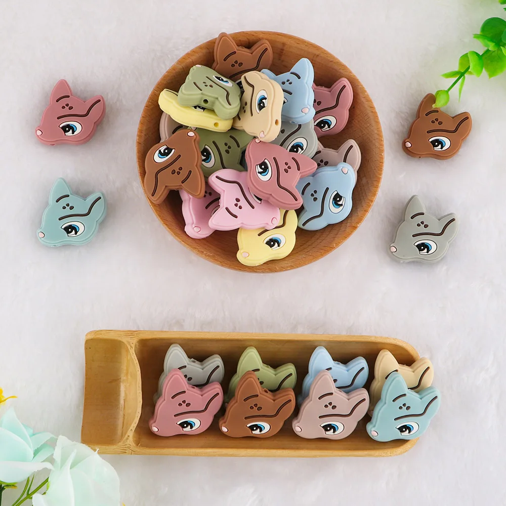 

Kovict 50/100/200Pcs Deer Silicone Beads Baby Molar Teether DIY Pacifier Chain Accessories Baby Chewable Nursing Toys