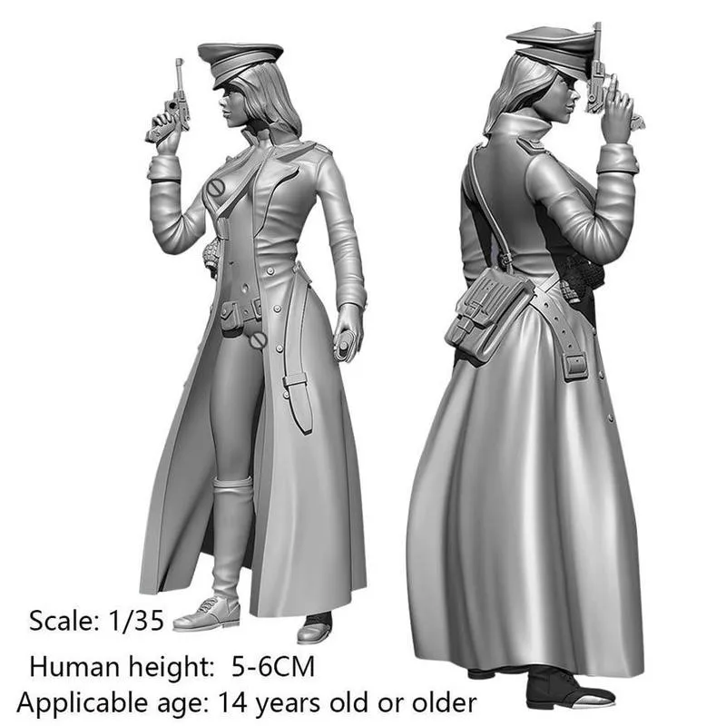 

1/35 German Female Officer Resin Soldier White Model Kit Home Craft Decor Assembly Self-assembled Resin Soldier Figures Toy Goft