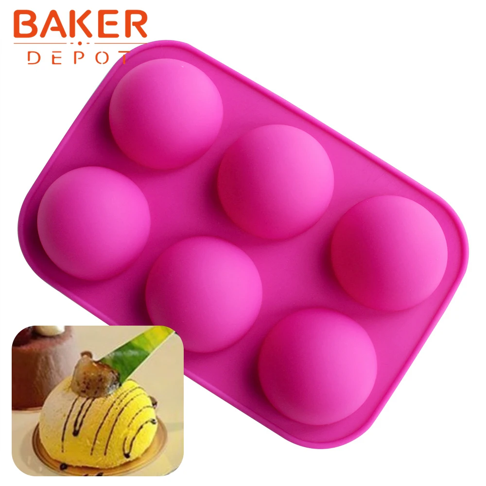 BAKER DEPOT DEMO силиконовая форма для торта 6 отверстий полусферическая Форма мыла ручной работы силиконовые формы для шоколада размер отверстия диаметром 2 дюйма - Цвет: SSCM-001-3