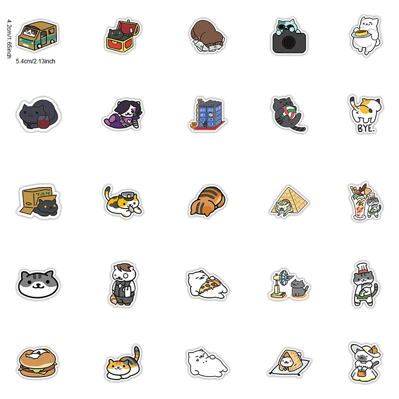 50 шт./пакет японская Канцелярия Стикеры s милый кот липкий Бумага Kawaii ПВХ