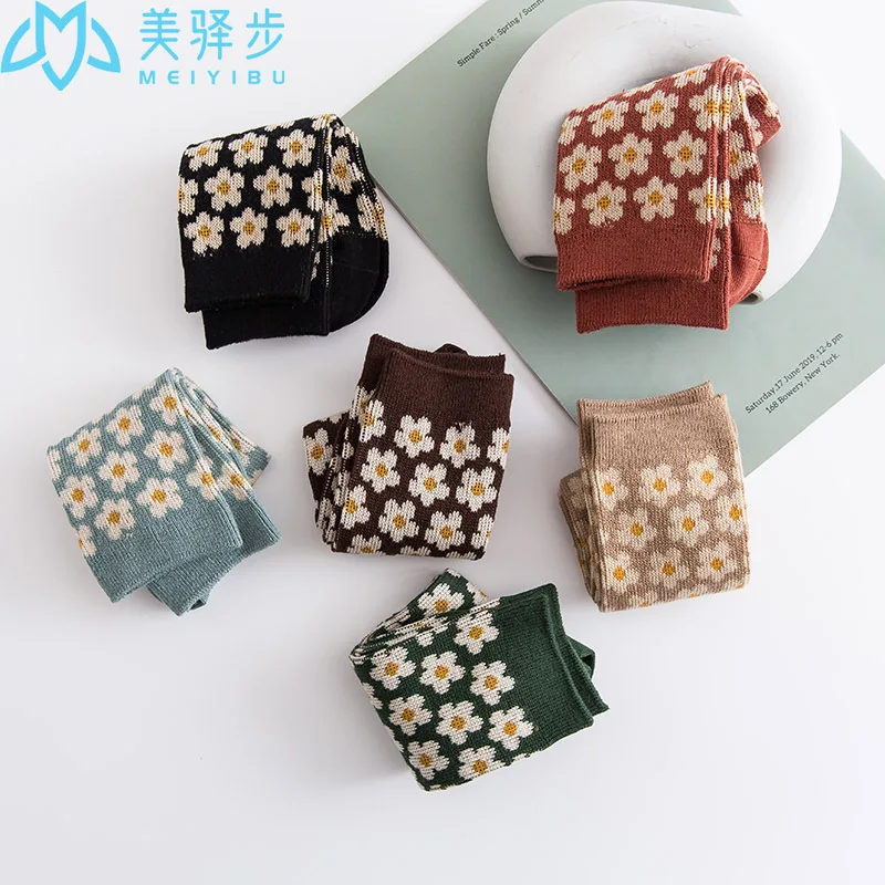 High Quality Combed Cotton Socks 12 PAIRS PER SET Wholesale Retro Female Socks