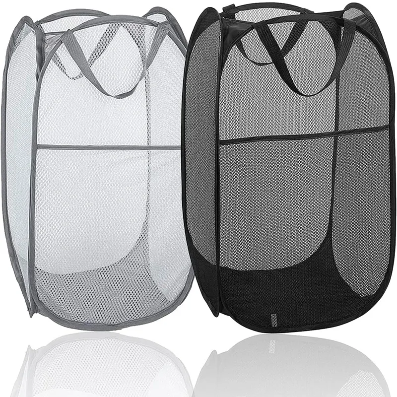 

Folding Laundry Basket Mesh, Foldable Laundry Hamper, Portable Mesh Washing Laundry Basket Bag for Home Kids