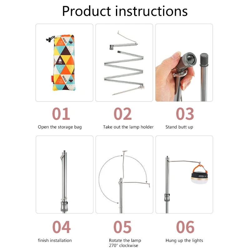 

Outdoor Aluminum Alloy Light Stand Folding Lamp Hanging Rack Camera Selfie Stick Bracket for Fishing Camping Traveling