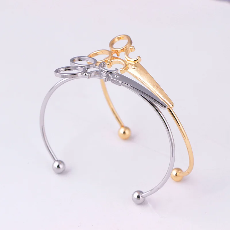 

Simple Women Men Open Adjustable Scissors Bangle Bracelet Punk Couple Jewelry Gifts
