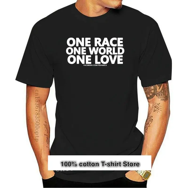 

Camiseta divertida de One Race One World para hombre, Camiseta con estampado de taza de amor