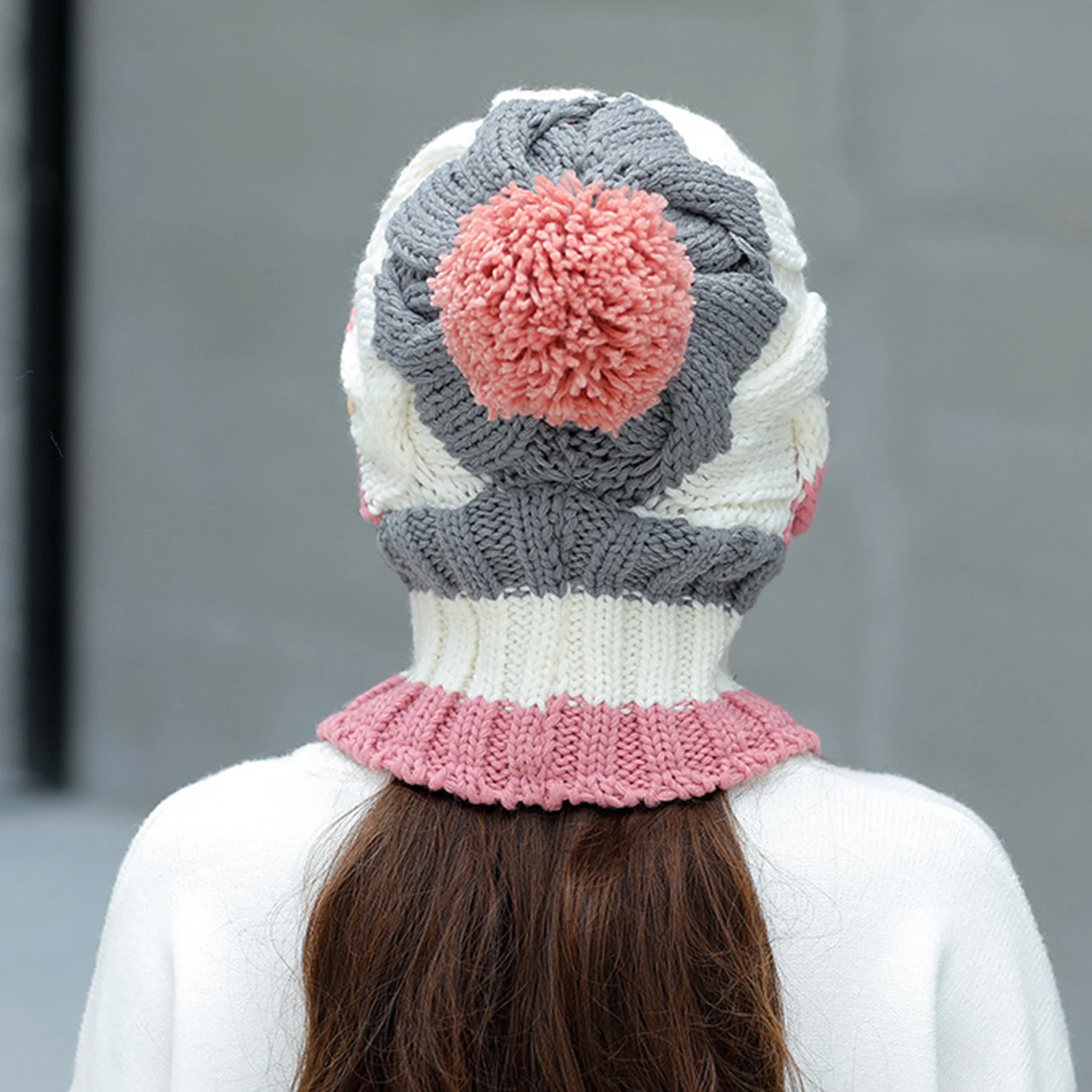 

Women's hat Winter Thick Knitted Beanie Cap Warm Neck Gaiter Outdoor Hat Scarf Set 3pcs Riding Climbing Fashion Hats Xmas Gift