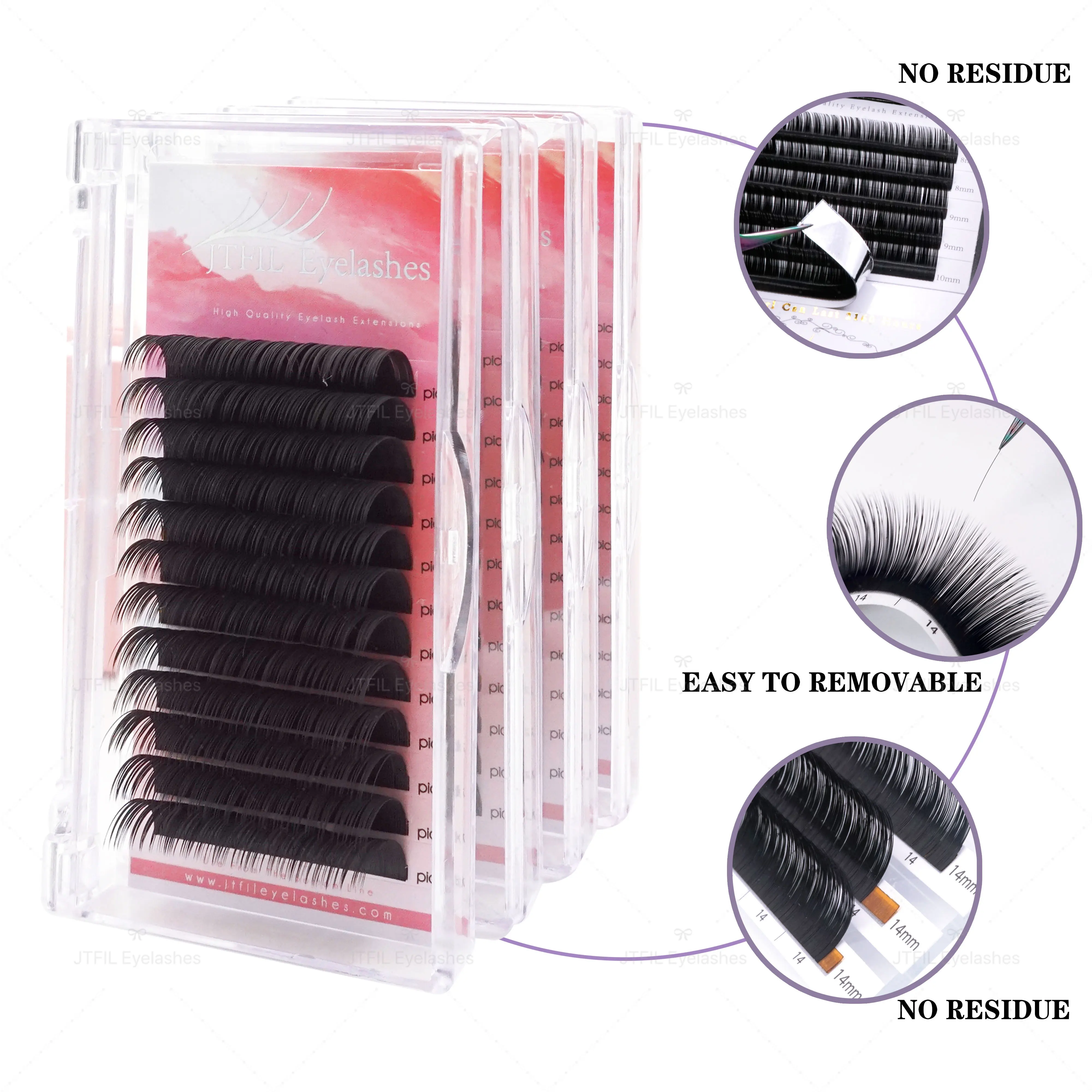

100% Handmade Volume extension for professionals cils Natural Korea Mink Individual Eye Lahe Soft Eyelash 12Lines /Tray JTFIL