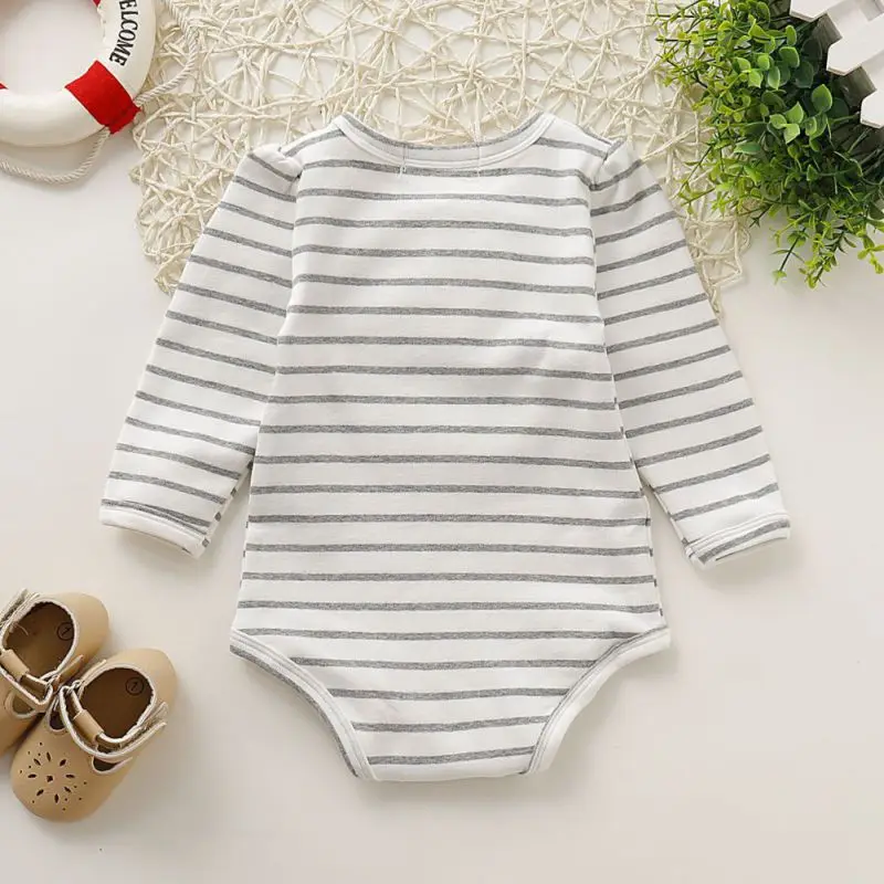 Детский комбинезон с длинными рукавами и принтом в полоску для маленьких