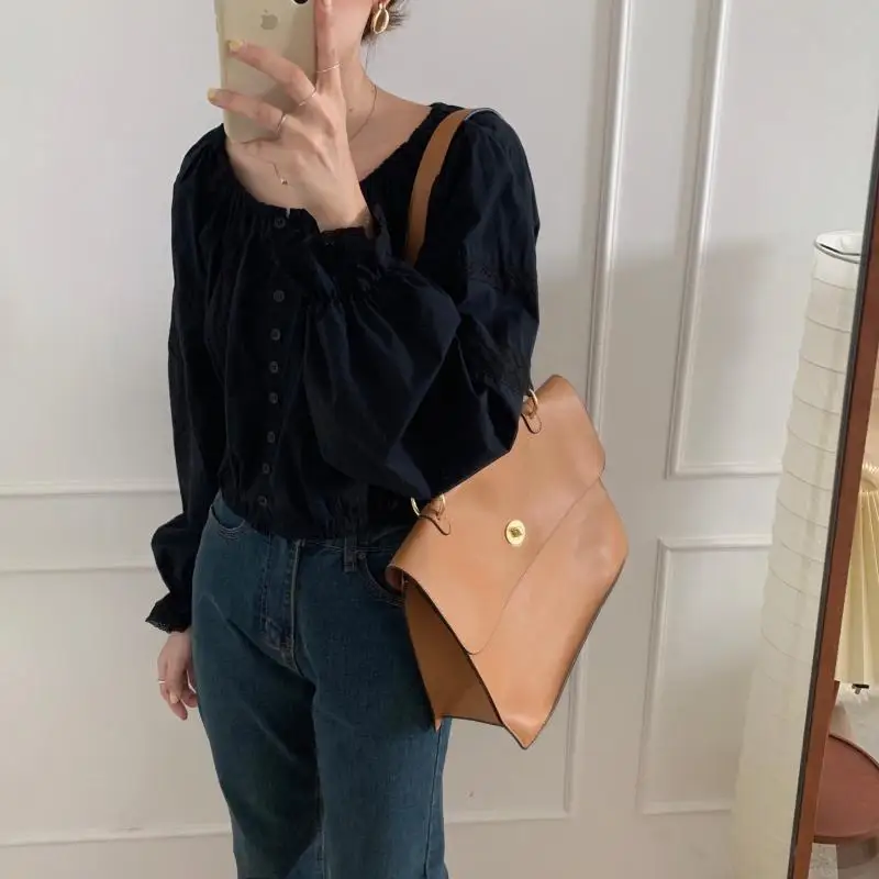 

Harajuku Sweet High Street Ruffles Korean O-Neck Stylihs Office Lady Chic All Match OL Gentle Hot Tops Women Shirts